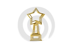 Golden 3D award isolated on white background