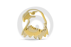 Golden 3d eagle icon isolated on white background