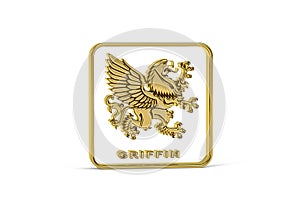 Golden 3d griffin icon isolated on white background