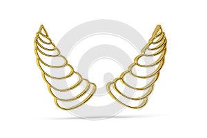 Golden 3d horns icon isolated on white background