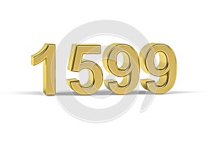 Golden 3d number 1599 - Year 1599 isolated on white background