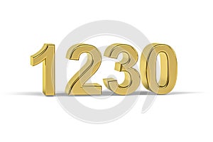 Golden 3d number 1230 - Year 1230 isolated on white background
