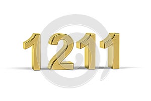 Golden 3d number 1211 - Year 1211 isolated on white background