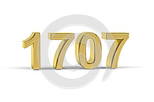 Golden 3d number 1707 - Year 1707 isolated on white background