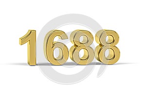 Golden 3d number 1688 - Year 1688 isolated on white background