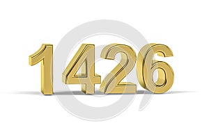 Golden 3d number 1426 - Year 1426 isolated on white background