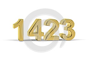 Golden 3d number 1423 - Year 1423 isolated on white background