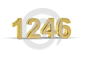 Golden 3d number 1246 - Year 1246 isolated on white background