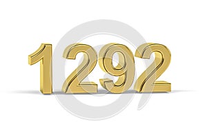 Golden 3d number 1292 - Year 1292 isolated on white background
