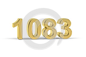 Golden 3d number 1083 - Year 1083 isolated on white background