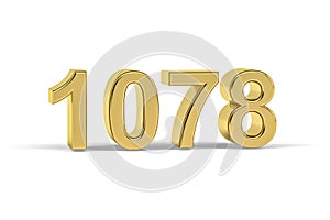 Golden 3d number 1078 - Year 1078 isolated on white background