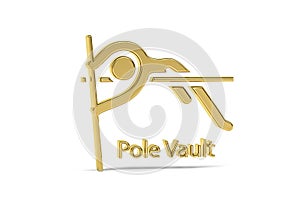 Golden 3d pole vault icon isolated on white background