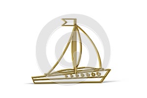 Golden 3d sailing icon isolated on white background