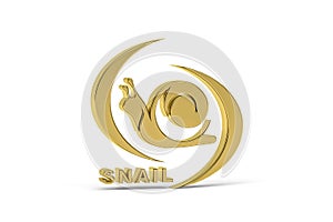 Golden 3d snail icon isolated on white background
