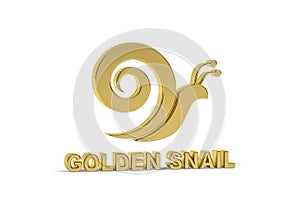 Golden 3d snail icon isolated on white background