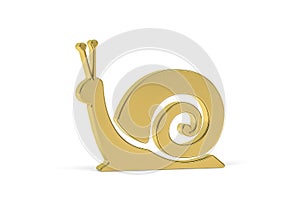 Golden 3d snail icon isolated on white background