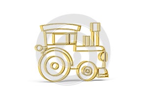 Golden 3d train icon isolated on white background