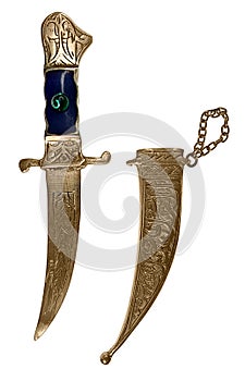 Golden Dagger with gem and scabbard