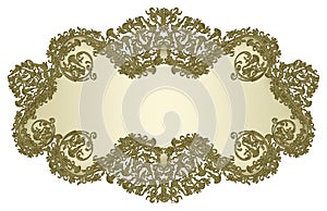 Golden damask floral banner 2