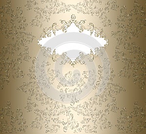 Golden damask floral banner