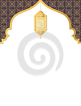 Golden decorative art and lantern islamic background