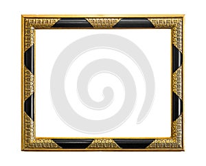 Golden decorative picture frame with black elements