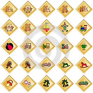 Golden decorative rhombs with toys photo