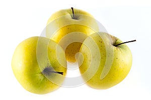 Golden delicious apples isolated on white background