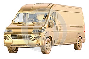 Golden Delivery Van. Award, best freight transportation. 3D rendering