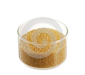 Golden demerara sugar in glass bowl