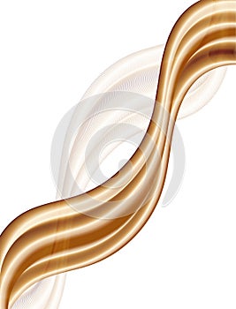 Golden design with flowing wavy lines and shapes isolated on white background.