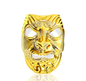 Golden devil mask isolated on white background