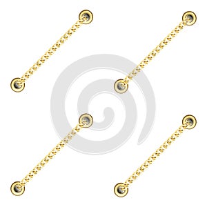 Golden Diagonal Straped Chains with Metal Eyelets Seamless Pattern.