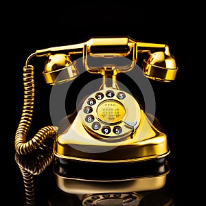 Golden dial-up phone, vintage phone