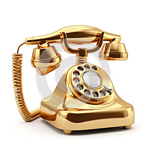 Golden dial-up phone, vintage phone
