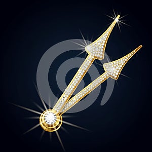 Golden Diamond Clock Hands on Dark Background