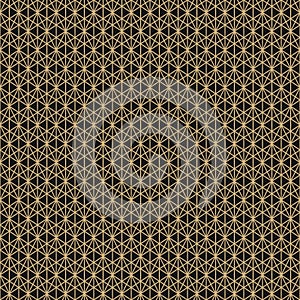 Golden diamond grid vector seamless pattern. Luxury abstract geometric texture, lattice, net, mesh