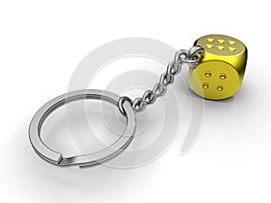 Golden dice on a key chain