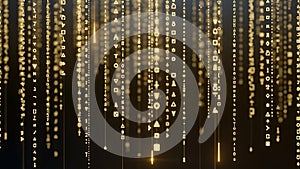 Golden Digital Rain: Abstract Matrix Code Background