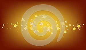 Golden Digital Stars Vector Brown Background