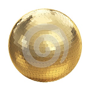 Golden disco ball on white