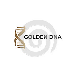Golden DNA icon symbol abstract design with gold and white background