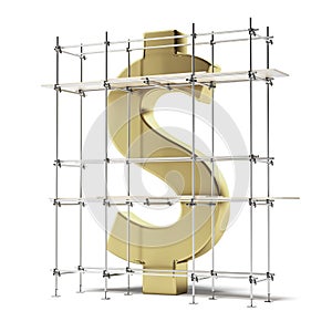 Golden dollar sign with scaffold photo