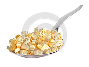 Golden Dollar Symbols on a Spoon