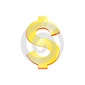 Golden dollar USD symbol on white background. Finance investment concept. Exchange European and USA currency Money