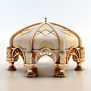 Golden Dome 3d Render With Ottoman Caliphate Bed
