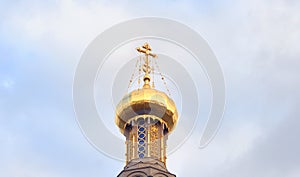 The golden dome of the Orthodox Church.