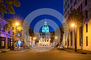 The golden dome of the Savannah City Hall in Savannah