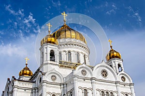 Golden domes of the Cathedral of Christ the Savior in Moscow aga