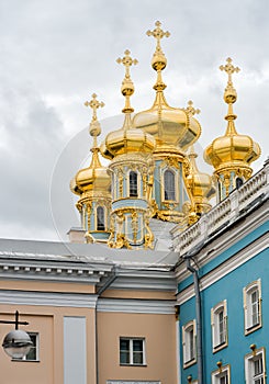 The Golden domes of Catherines Palace in Pushkin, Russia